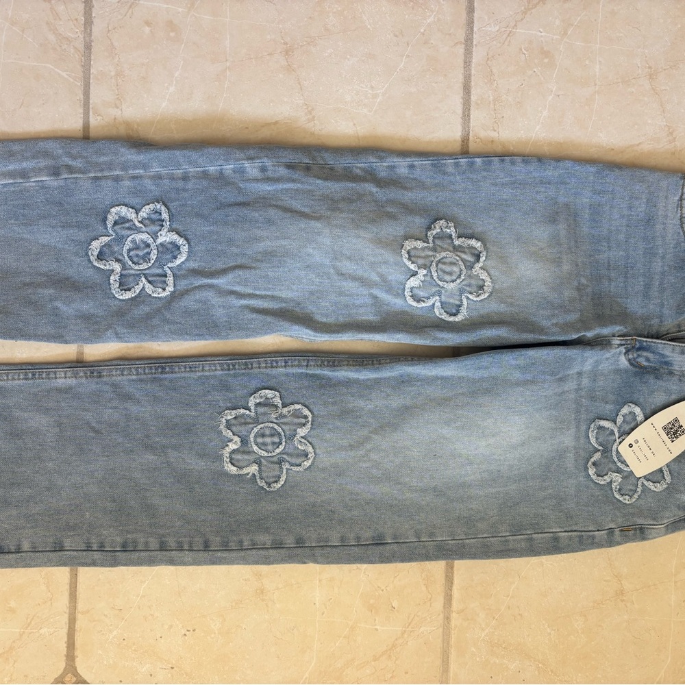Light Blue embroidered Women's High Rise Jeans